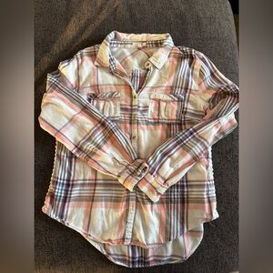 Maurices Pink and Blue Plaid Button Down Shirt